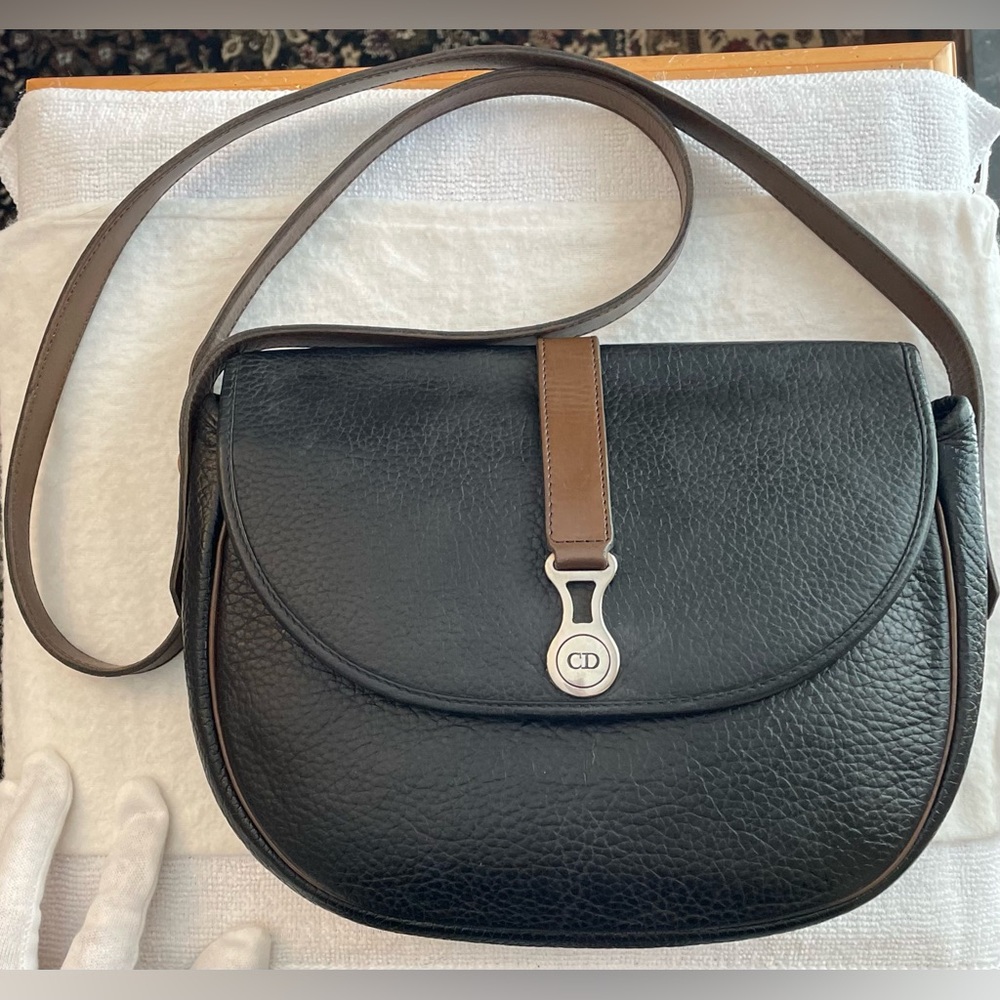 Dior Authentic Vintage Black Leather Crossbody Bag w/ Silver Hardware - Picture 2 of 14